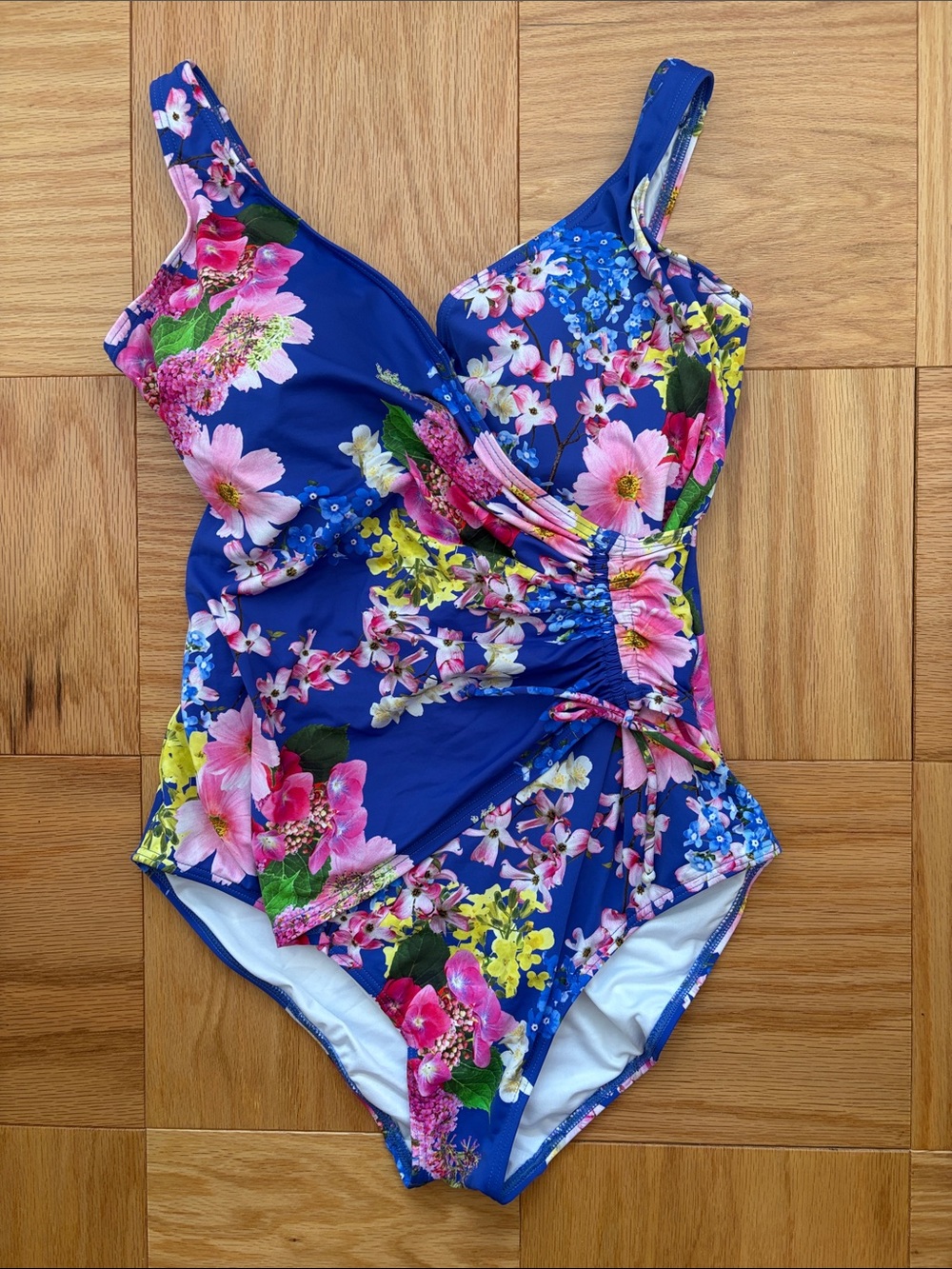 T.J.Maxx Royal Blue Floral One-Piece Swimsuit
